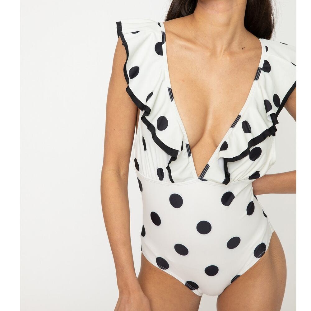 Marina West Swim One Piece Swimsuit White Polka Dot Size XXL New With Tags - Picture 6 of 11